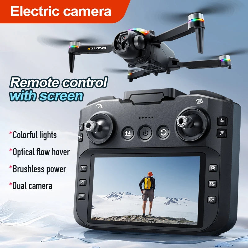 FPV Drone With A 4.3-Inch Built-In Screen Remote Controller (No Phone Required) - Portable Remote-Controlled Quadcopter Suitable For Beginners And Adults, Supports Optical Flow Hovering, Gesture Control, And Automatic Return-