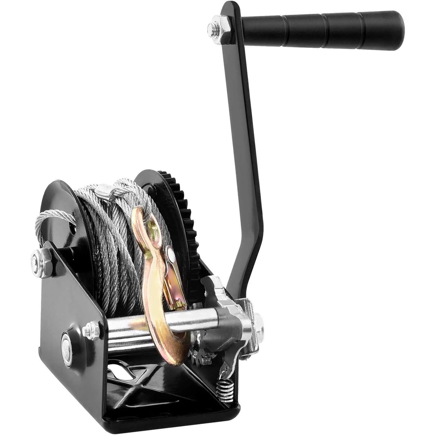 Hand Winch Heavy Duty Rope Crank with 33 Ft Steel Wire Cable and Two-Way Ratchet for Trailer Boat or ATV Towing