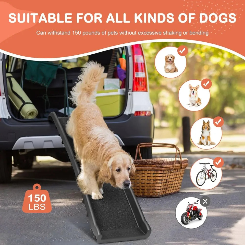 Folding Dog Ramp for Car, Truck, SUVs 62" Pet Ramp for Large Dogs Non Slip with Raised Siderails