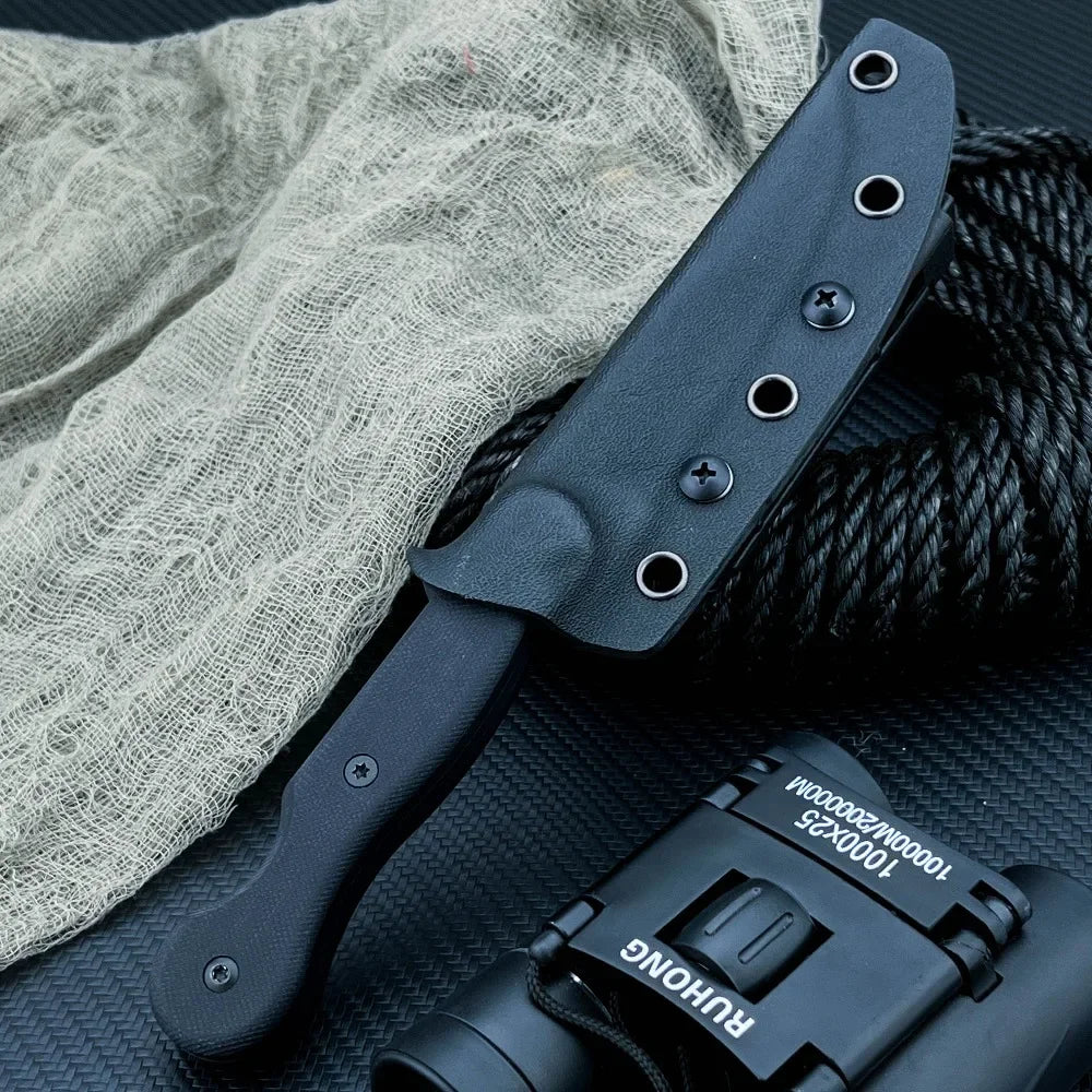 Outdoor Sharp Straight Knife 8Cr13Mov Blade G10 Handle High Hardness Survival Portable and Self-Defense Tactical Cutting Knife