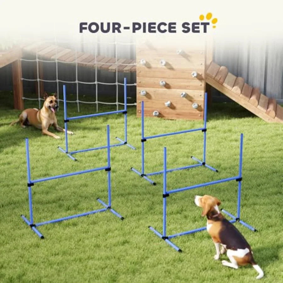 4 Piece Dog Agility Training Equipment for Dog Agility Course with Adjustable Height Jump Bars, Included Carry Bag
