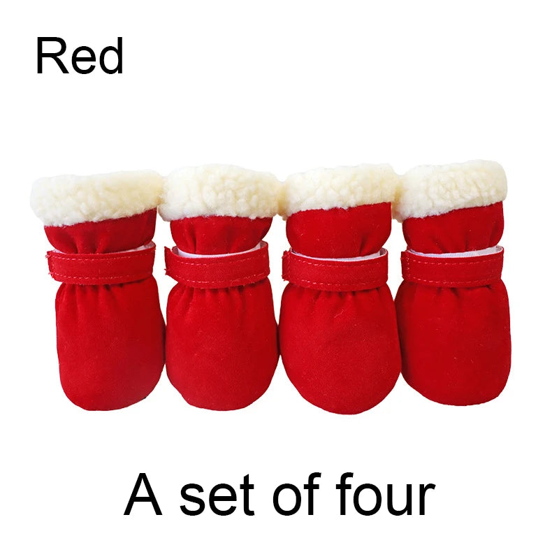 Winter Waterproof Dog Boots, 4Pcs Non-Slip Pet Shoes for Small Dogs, Outdoor Warm Puppy Socks, Dog Booties Accessories