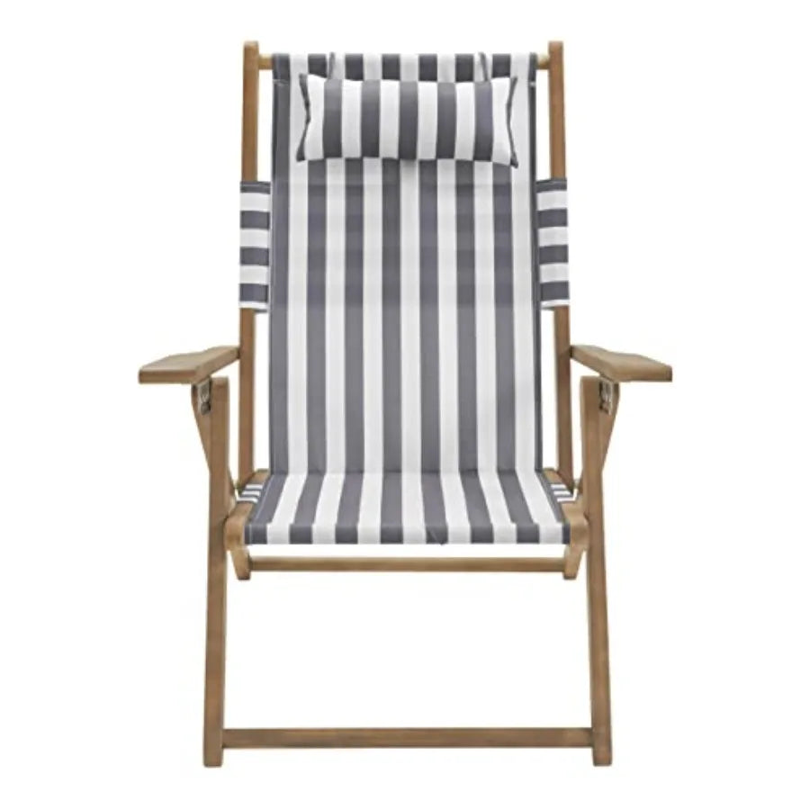 Beach Chair - Outdoor Weather-Resistant Wood Folding Chair With Backpack Straps - 4-Position Reclining Seat - Beach Essentials