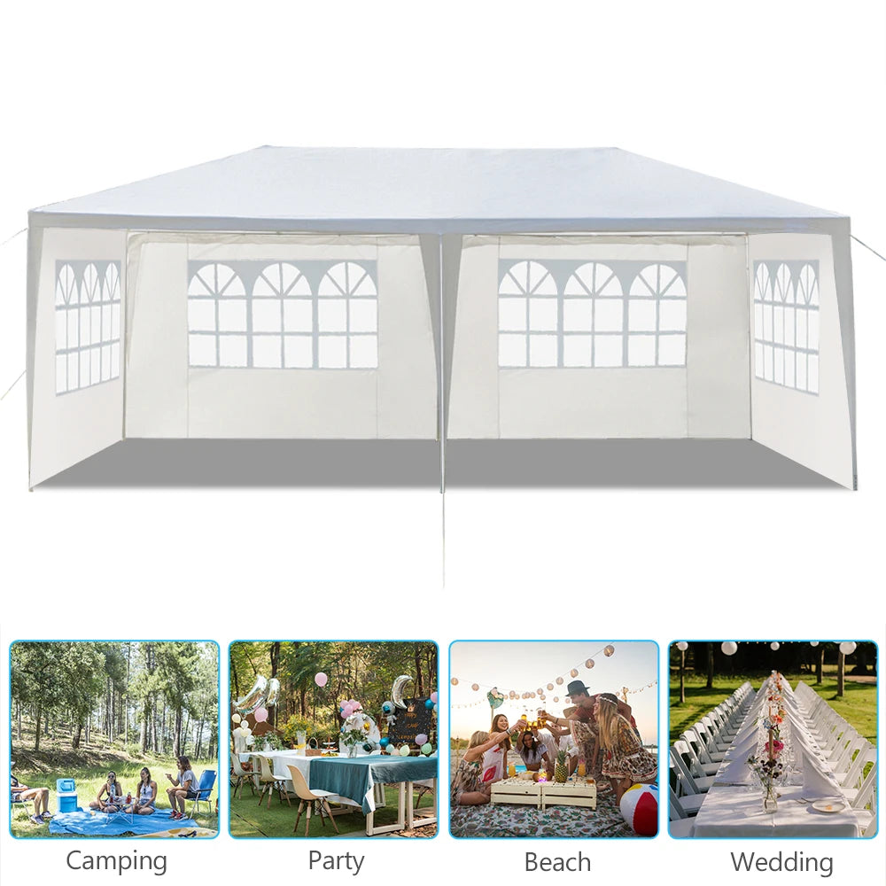 10' X 20' Outdoor Party Tent with 4 Removable Sidewalls, Waterproof Canopy Patio Wedding Gazebo, White