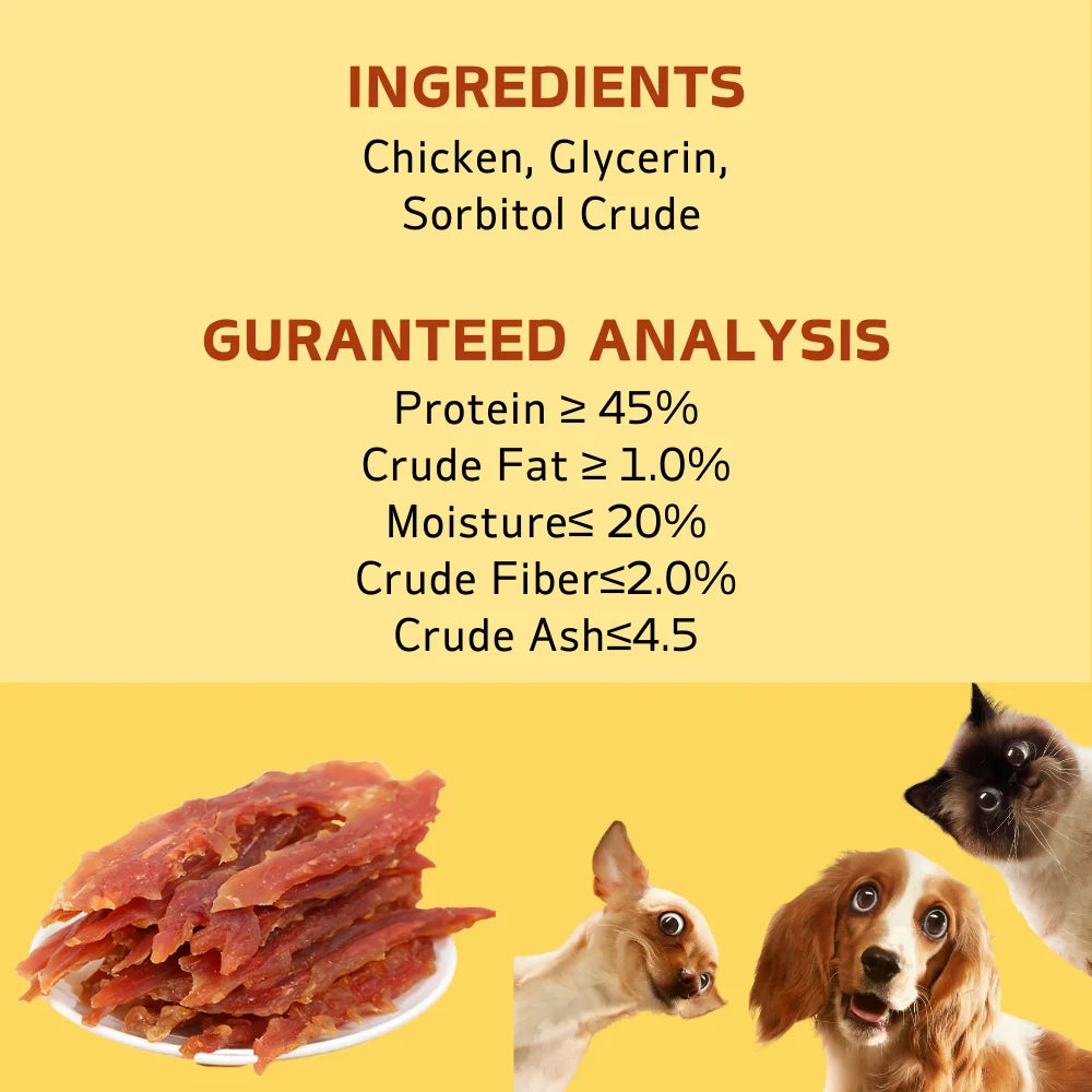 2-Pack (2 x 200g/7.05oz) Chicken Jerky Treats For Small, Medium, Large Dog, Made With Real Pure Chicken - Healthy