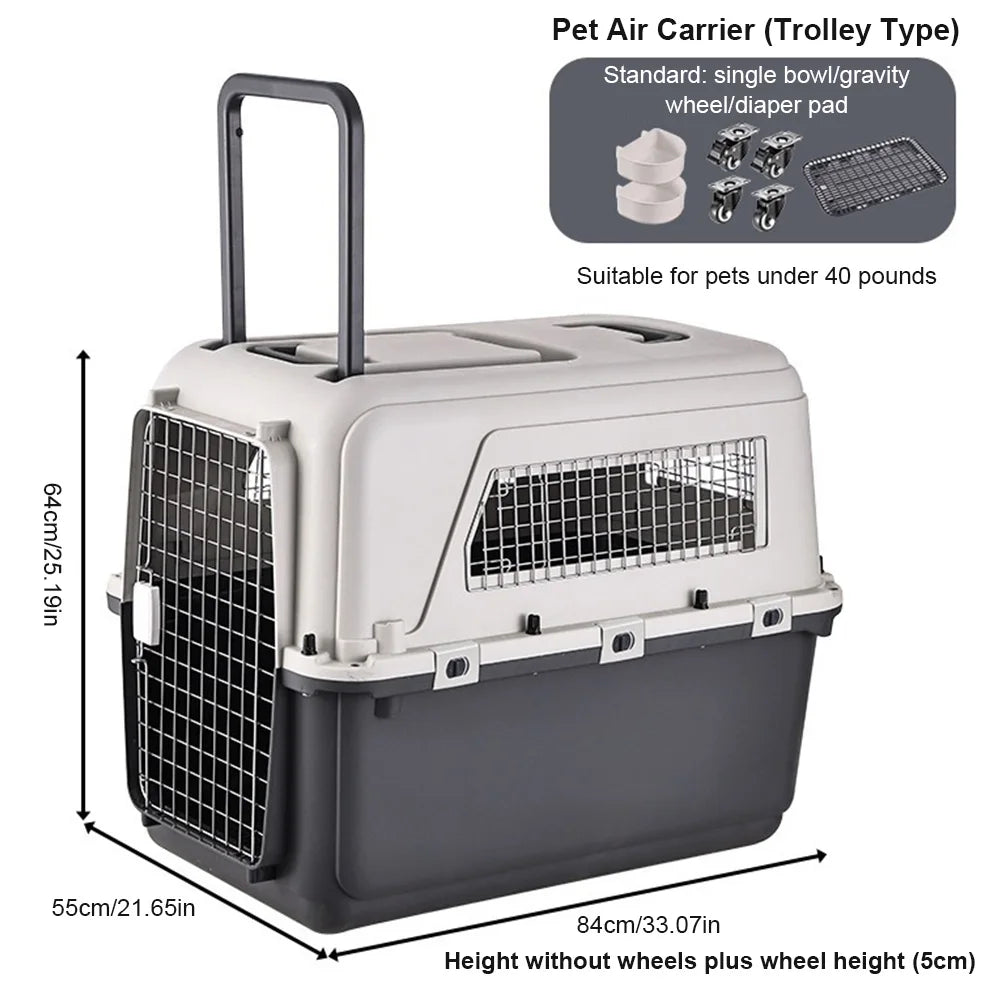 Cats Pet Travel Carrier Length 33"/Width 21.6"/Height 25.2" with Handle & Metal Door Pet Carrier & Crate for Puppies Kittens