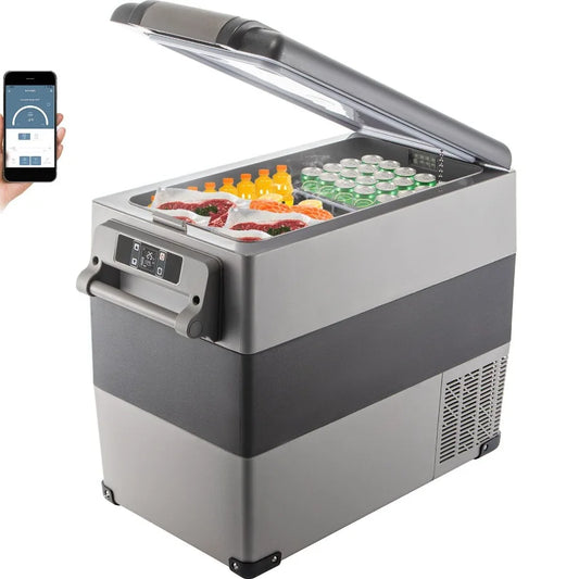 12 Volt Refrigerator 58 Qt Dual Zone Portable Freezer Cooler with 12/24V DC and 110-240V AC for Car Truck RV Camping Home Use