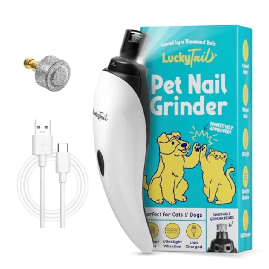 Pet Nail Grinder for Dogs and Cats - Super Quiet and Low Vibration Electric Dog Nail Grinder with 2 LED Lights - USB