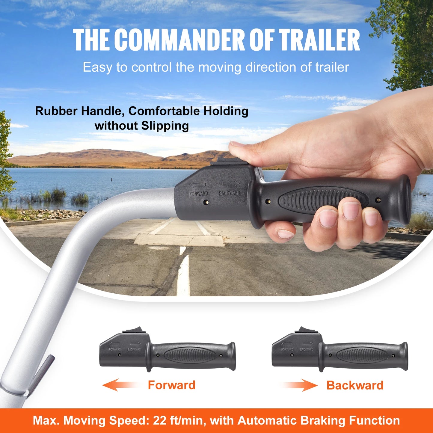 5000lbs Electric Trailer Dolly 12V Trailer Jockey Wheel with 22 ft/min Speed & Adjustable Height for Moving Caravan