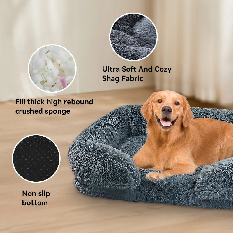 Thickened Orthopedic Dog Bed for Large Dogs - Egg Sponge, Easy to Remove and Wash Plush Cover, Durable Pet Furniture