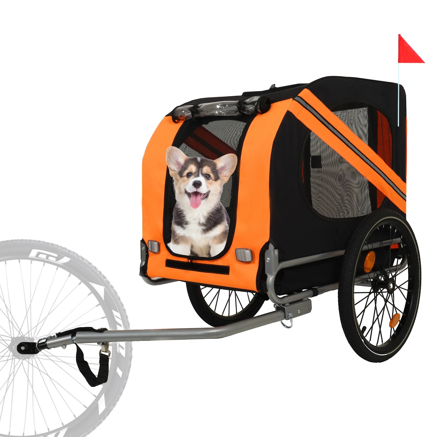 2-in-1 Bike Trailer & Push Cart for Pets - All-Terrain Pet Carrier & Durable Steel Frame, 66LB Capacity for Cycling, Camping