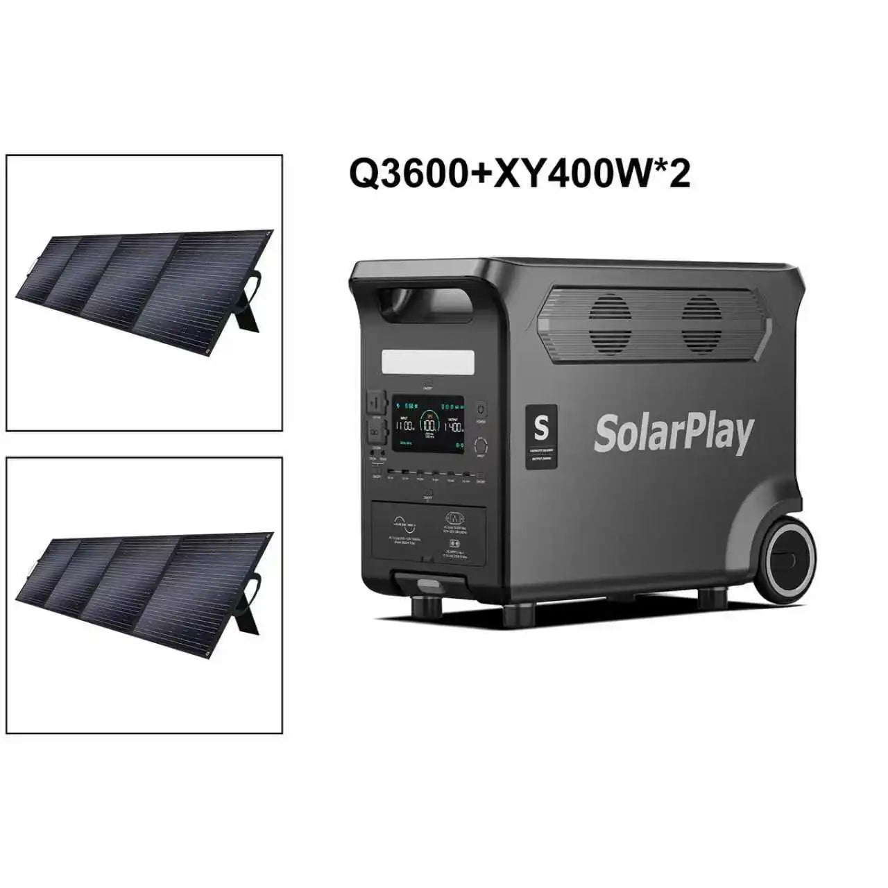 3600W Portable Power Station 3840WH Outdoor Generator With Foldable Solar Panels For Home Emergency Outdoor Camping
