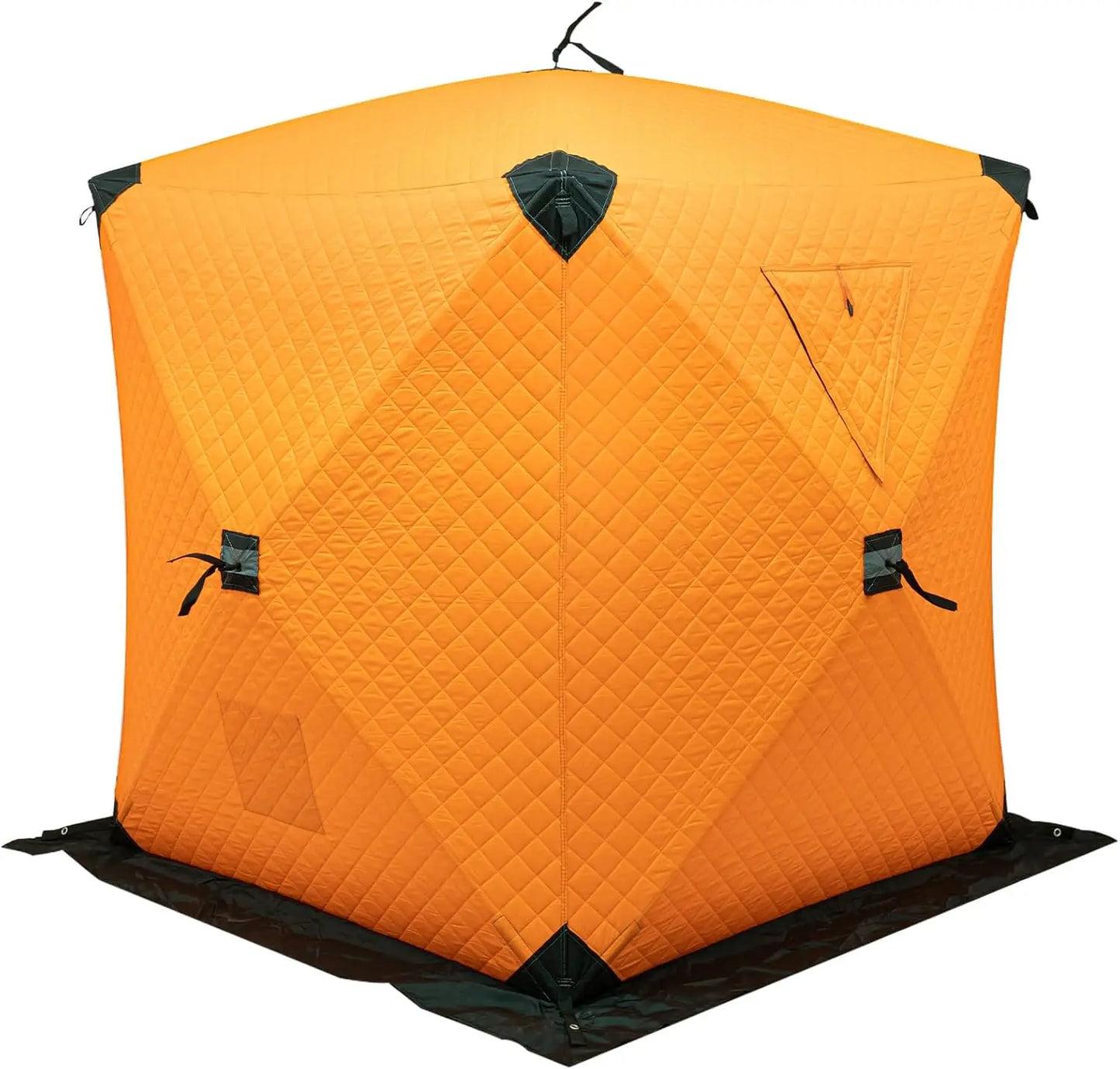 Orange 57" x 57" x 65" Portable Ice Fishing Tent 3-Layer Cotton Insulated Thermal Winter Fishing Shelter 1-2 Person with Ice Anchors
