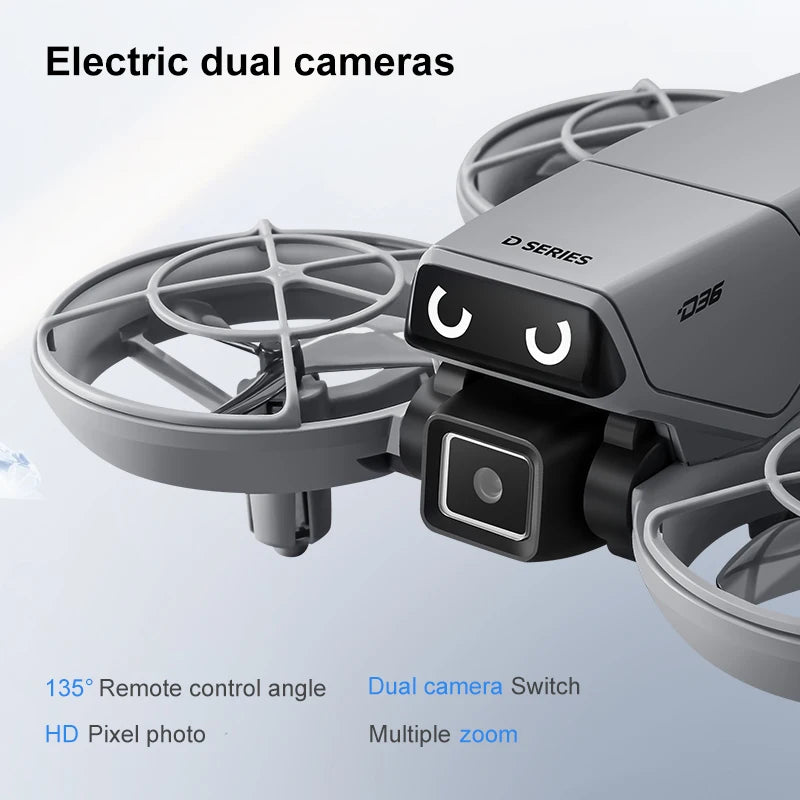 D36 Mini Drone with Screen Remote - Fully Enclosed Propellers, 4-Directional Obstacle Avoidance & LED Lights Safe Indoor Fly Toy