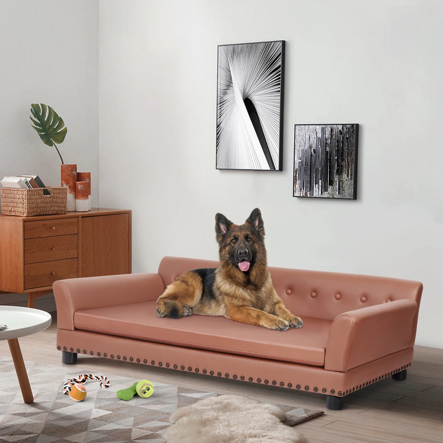 Pet Sofa Bed Waterproof Sofa-Type Dog Bed Pet Snuggle Lounge Bed with Removable Cushion
