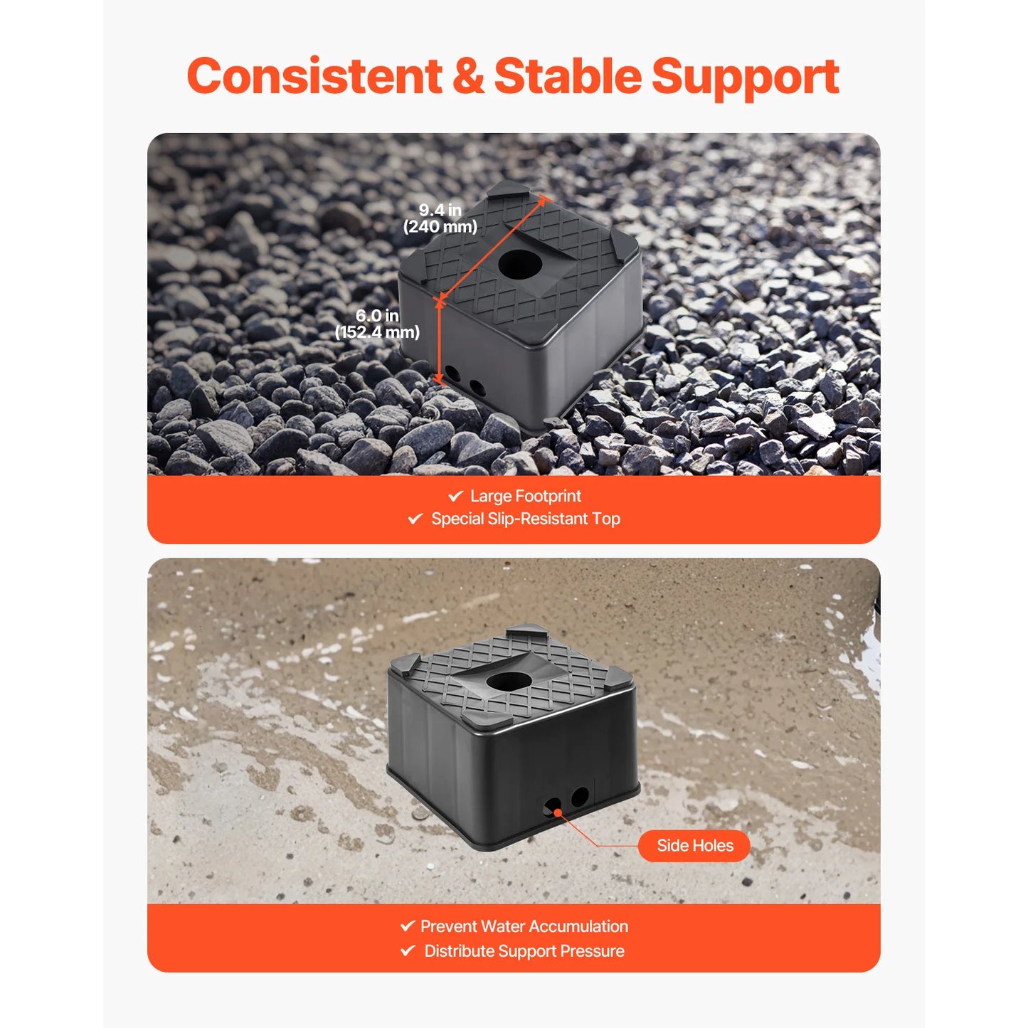 Trailer Jack Block 1/2PCS RV Leveling Block 6" High Jack Stand Motorcycle Stand Camper Accessories for Travel Trailer