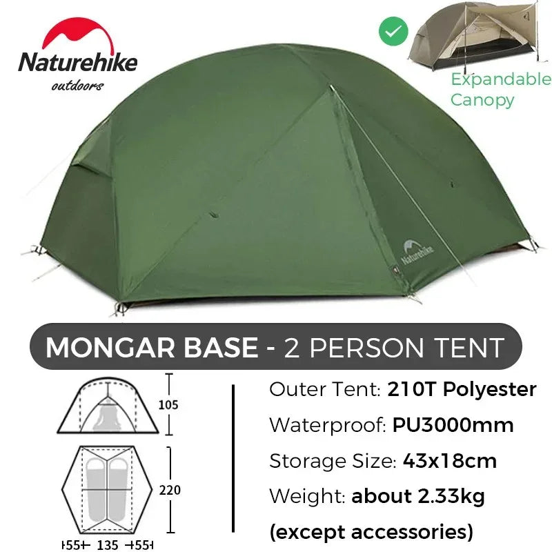 2 Person Tent 20D Nylon 210T Waterproof Ultralight Camping Hiking Tent with Mat Backpacking Travel Tent