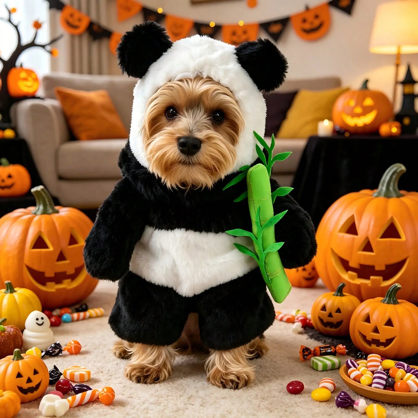 Halloween Cute Dog Panda Transformation Costume Set, With A Complete Panda Head Mask, Fun Cosplay Outfit