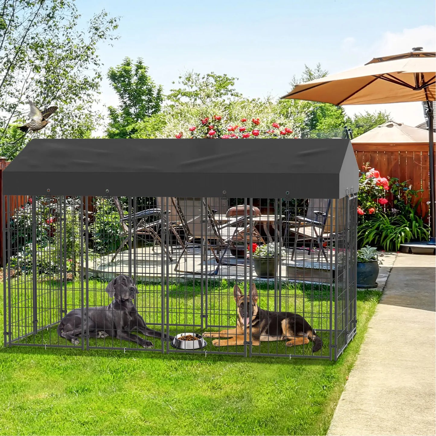 Oversized Dog Cage, Pet Run Enclosure, Playpen with Roof, for Outdoor Pet Kennel, High Fence