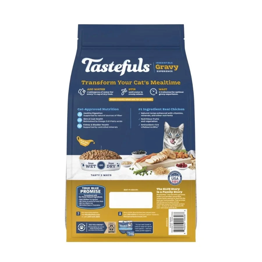 Tastefuls Irresistible Gravy Indoor Adult Dry Cat Food, Chicken, 5lb Bag