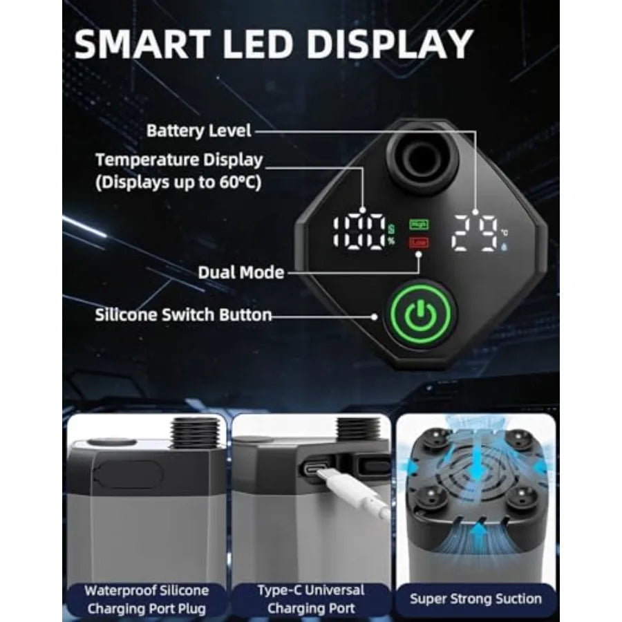Upgraded Portable Shower With Heater for Camping 6000mAh Rechargeable Camping Shower Pump With LED Display 3 Spray Modes