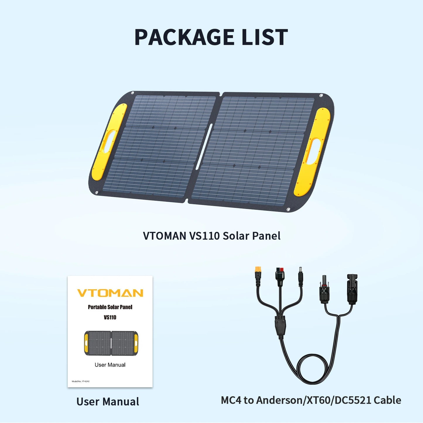 VS110 Solar Panel for JUMP 600X Power Station Portable Waterproof Foldable Solar Panel Outdoor Emergency Backup 110W