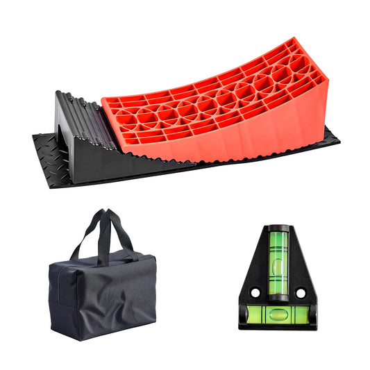 Camper Levelers 2 Pcs RV Leveling Blocks Camper Wheel Chock RV Camper Leveler Kit with Anti-Slip Mat Carrying Bag Level