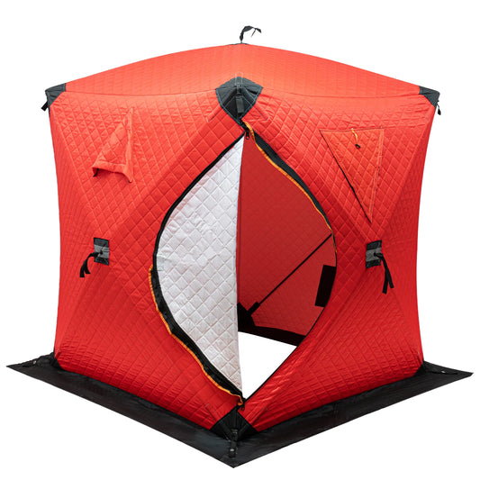 Ice Fishing Insulated Tent, 1-2 Person Shelter, Portable Thermal Tent with Built-In Storage, Warm & Windproof Camping Tent