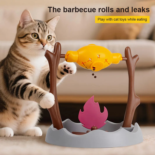 Cats Treat-Dispensing Slow Feeder 360° Rotating Pets Dry Food Dispenser Cats Slow Feeding Snack Bowl for Cat Dog Pet