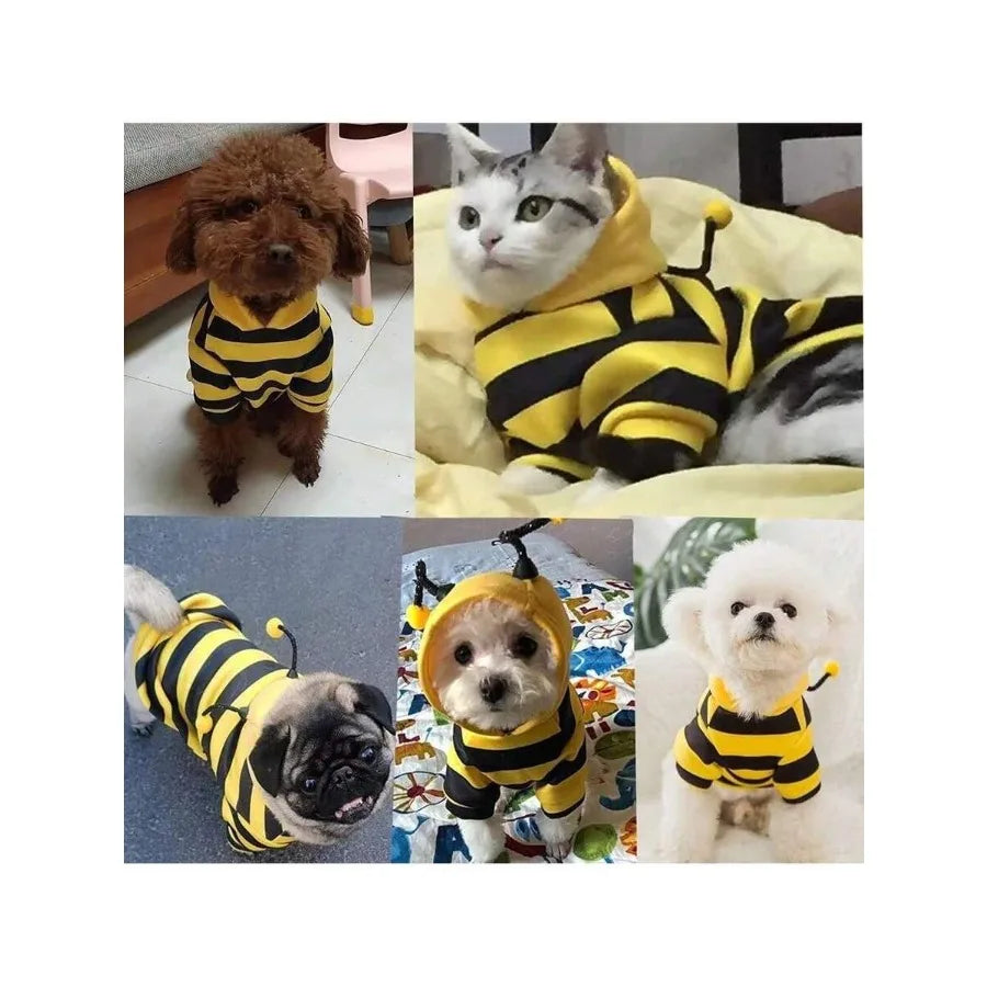 【New style】Dog Bee Costume Outfit Hoodie Cat Clothes Funny Pet Hooded Coat For Small Medium Dogs Puppy Chihuahua Yorkie Halloween