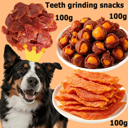 Natural Duck, Chicken, Milk Stick, Sweet Potato Dog Treats Set - Grain-Free, High Protein, Low Fat, Good For Dental Health