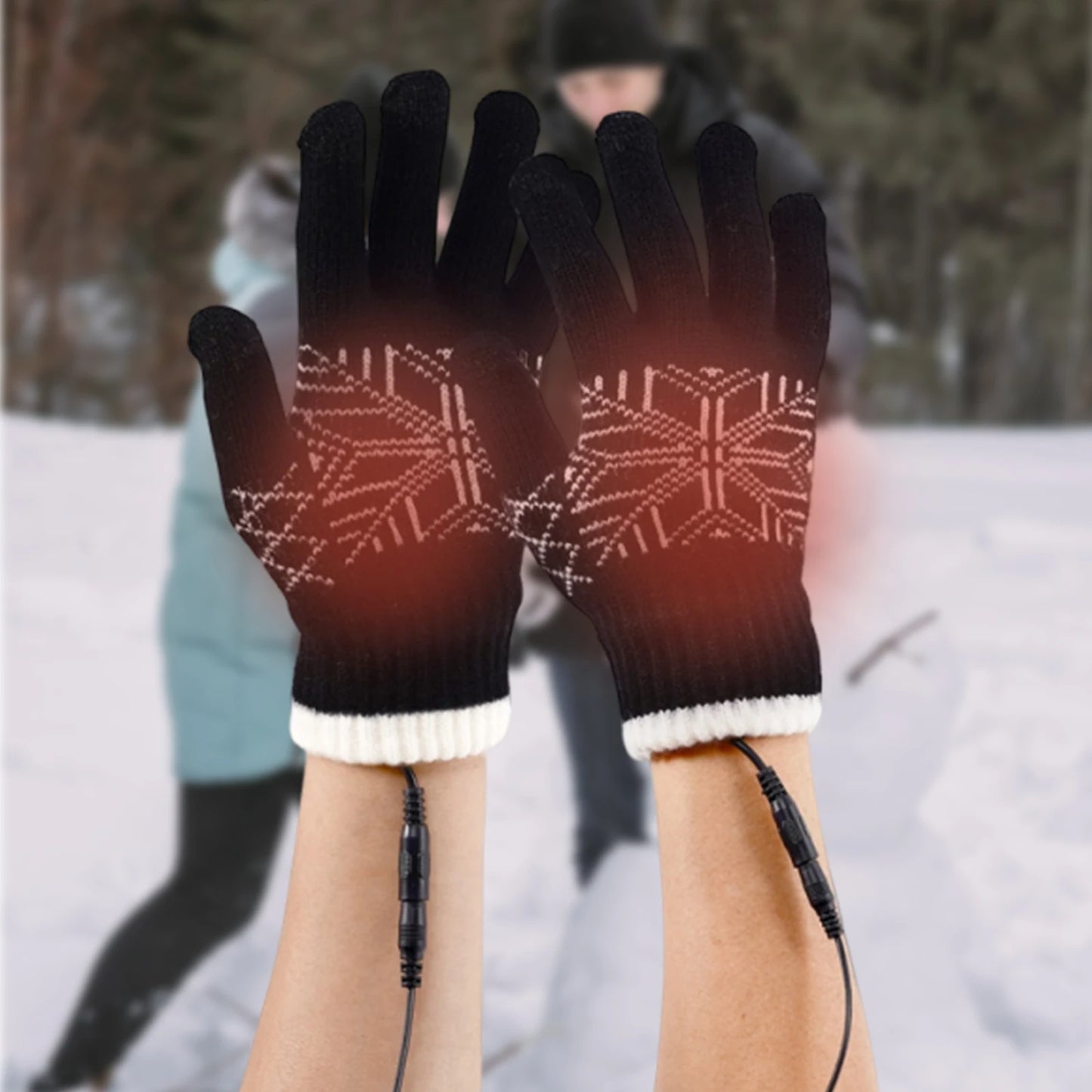 USB Touchscreen Hand Warmer Anti-Slip Motorcycle Thermal Gloves Wear Resist Soft Heating Gloves for Outdoor Camping Hiking