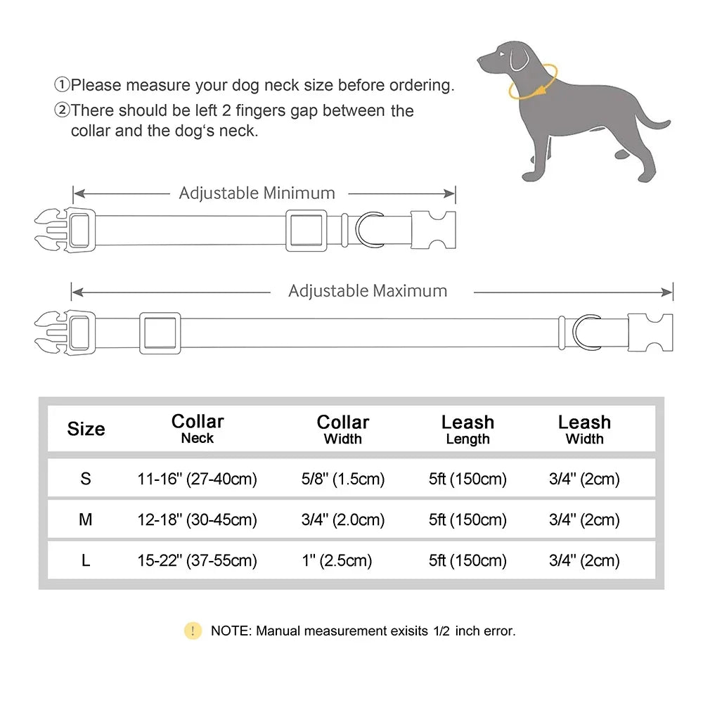 Nylon Custom Dog Puppy Collar Leash Set Personalized Genuine Leather Pet Nameplate ID Tag Accessories Collars Pet Products