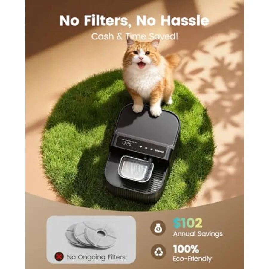 Wireless Filterless Cat Water Fountain with Stainless Steel Bowl 3.5L/118oz Quiet No Filter Smart Automatic Cat Water Dispenser