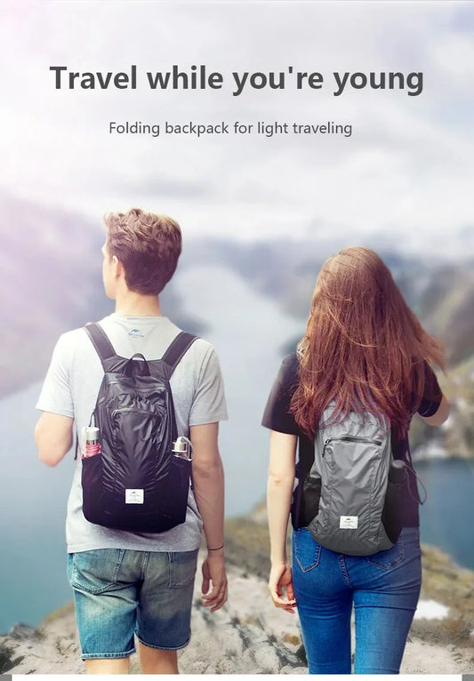 Backpack 18L Black Ultralight Outdoor Waterproof Folding Backpack for Men Women‘s Bag Camping Hiking Shoulder Bag