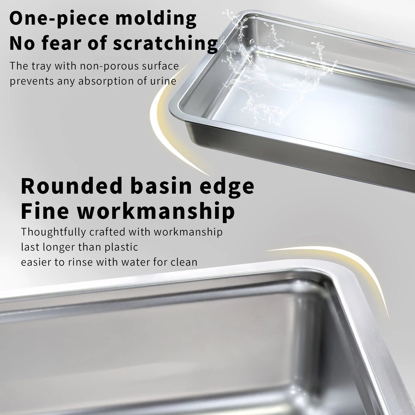 Large Stainless Steel Cat Litter Box Front Entry and Top Exit Toilet Box with Lid Scoop Pet Litter Tray for Kittens Easy Cleaning