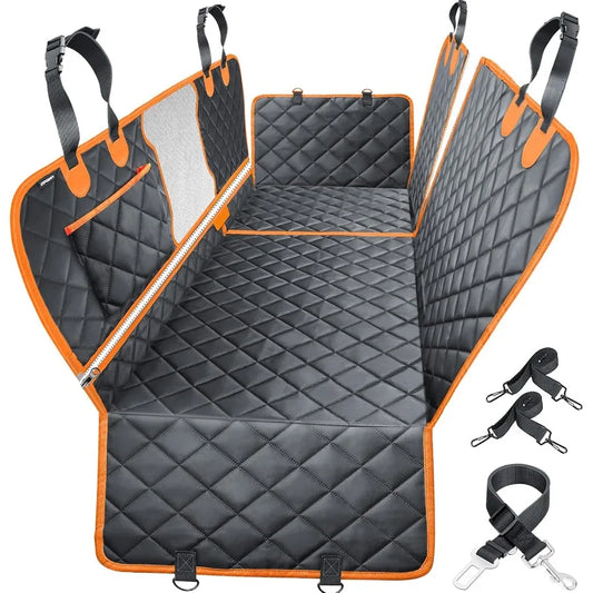 6-in-1 Dog Car Seat Cover for Back Seat Waterproof Dog Car Hammock with Mesh Window Non-Slip Pet Backseat Protector for Cars Trucks