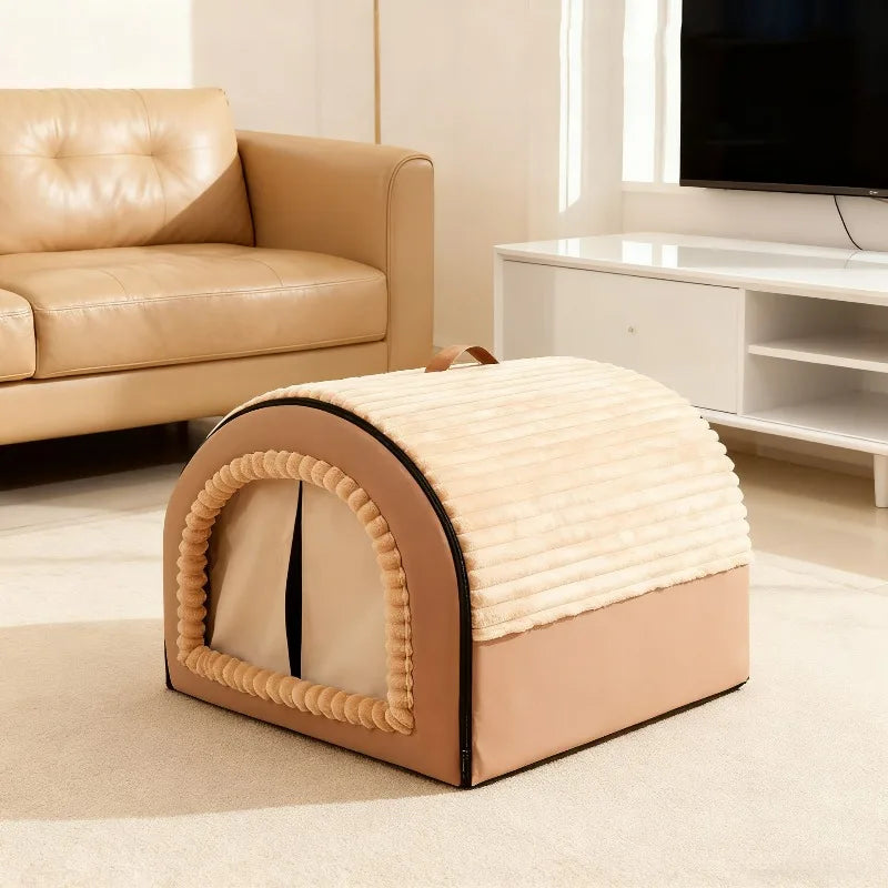 Winter Warm Enclosed Pet Tent for Cats Dogs, Soft Washable Indoor Pet Bed House All Seasons