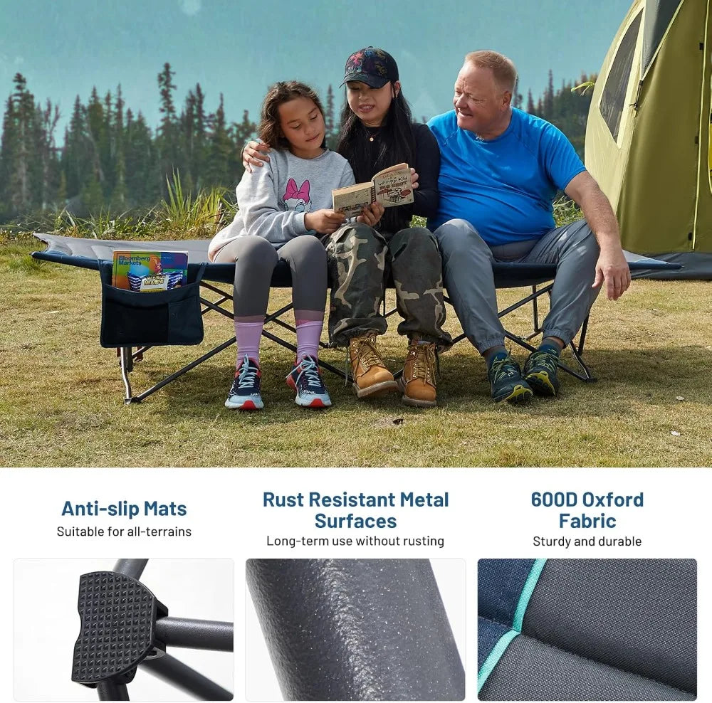 Extra Wide Heavy Duty Camping Cot for Adults, 450lbs Capacity, Easy Set Up with Carry Bag