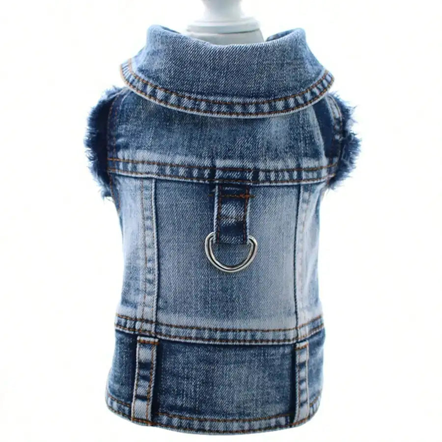 1pc Small Dog Harness Vest With Leash Clip, Denim Effect, Suitable For Spring/Autumn, Poodle, Bichon Frise, Teddy, Small Breed Dogs, Runs Small, Recommend Ordering One Size Up