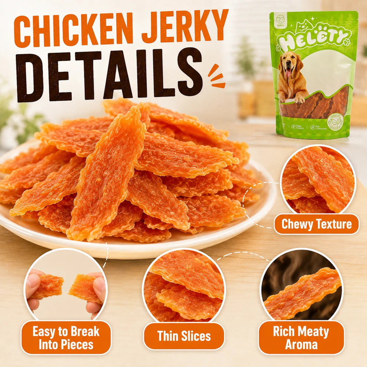 Pet Dog Snack Dental Chew – Chicken Jerky, Extra Large Value Pack, 530g,Dog Treats