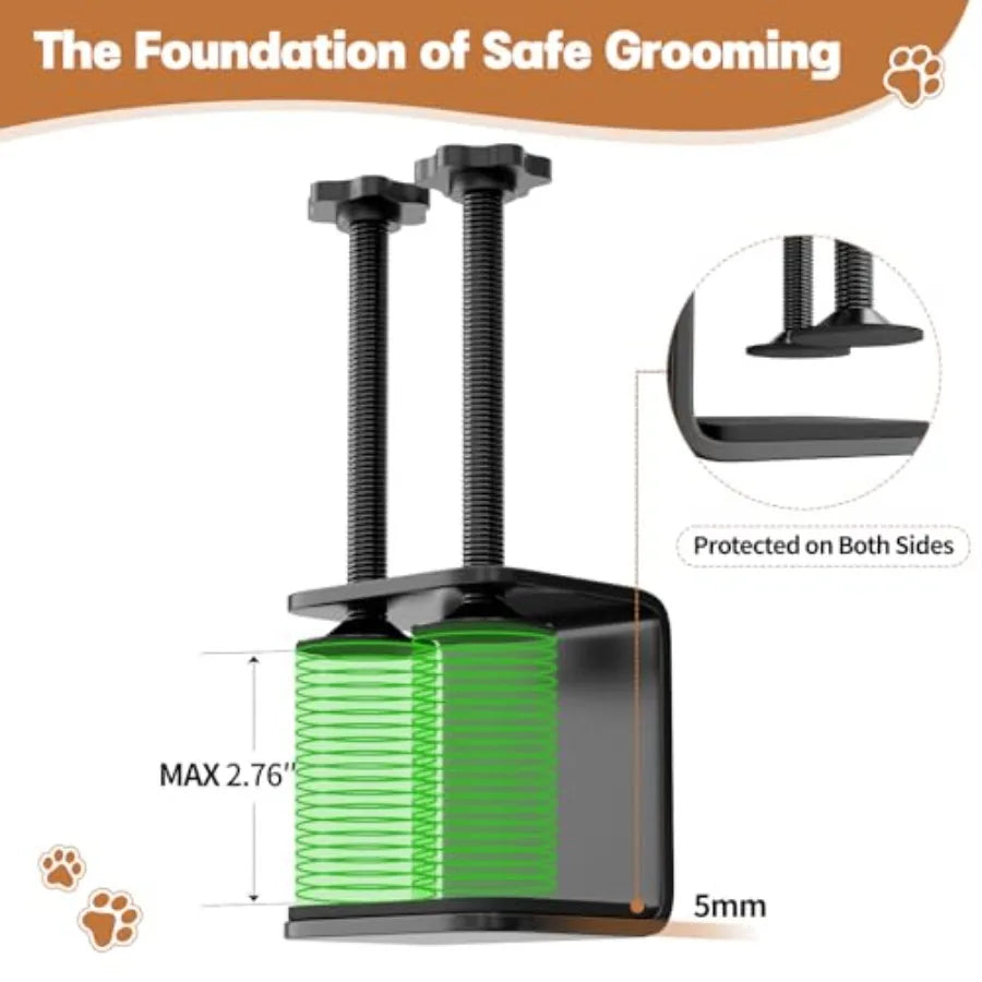 Dog Grooming Table Arm, 31.5"-43.3" Adjustable Pet Stand with Hammock and Clips 3-in-1 Grooming Kit for Nail Trimming, Haircut
