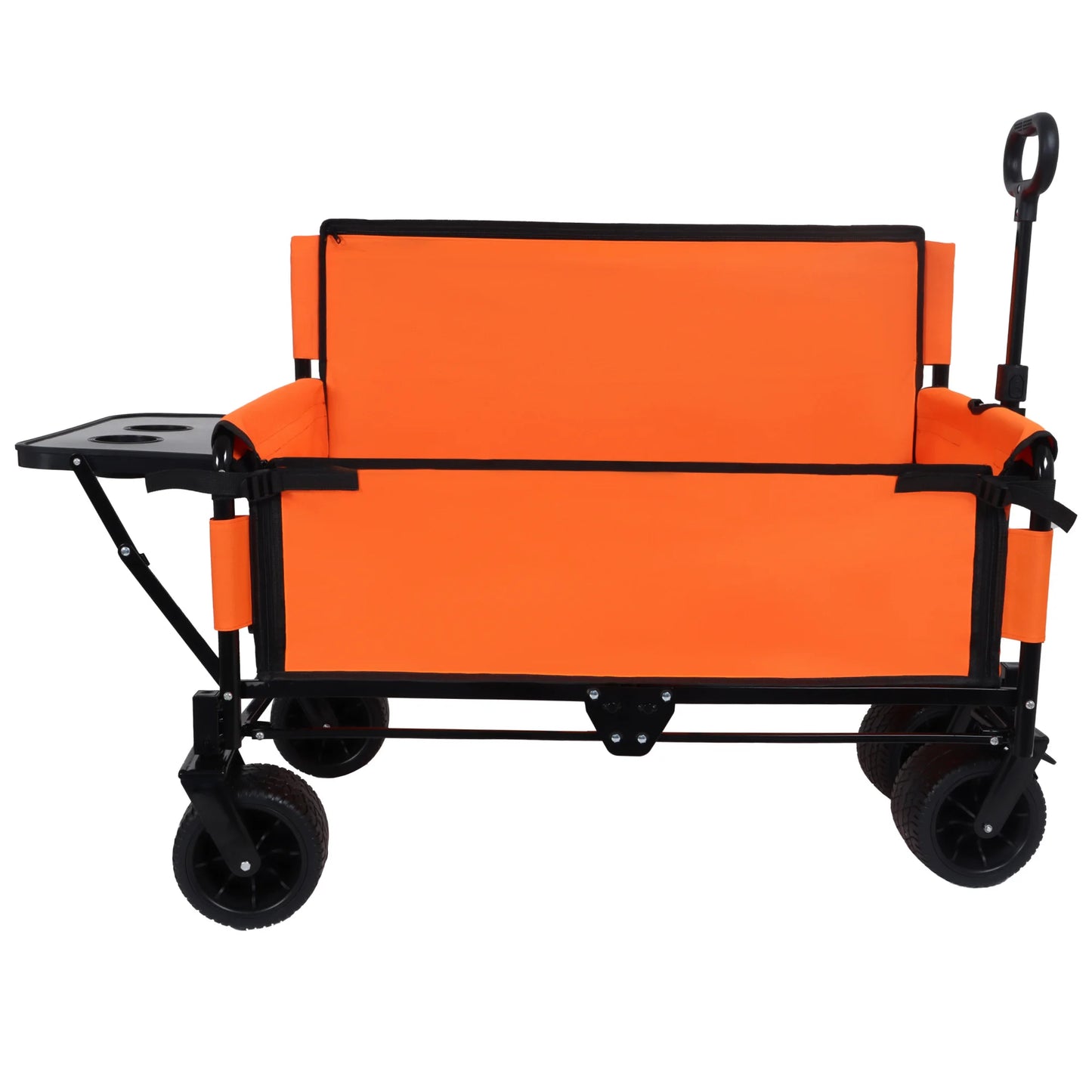 3-in-1 Convertible Folding Wagon Cart with Bench Seat & Rear-Mounted Folding Tabletop, 500 lb Capacity for Camping, Beach