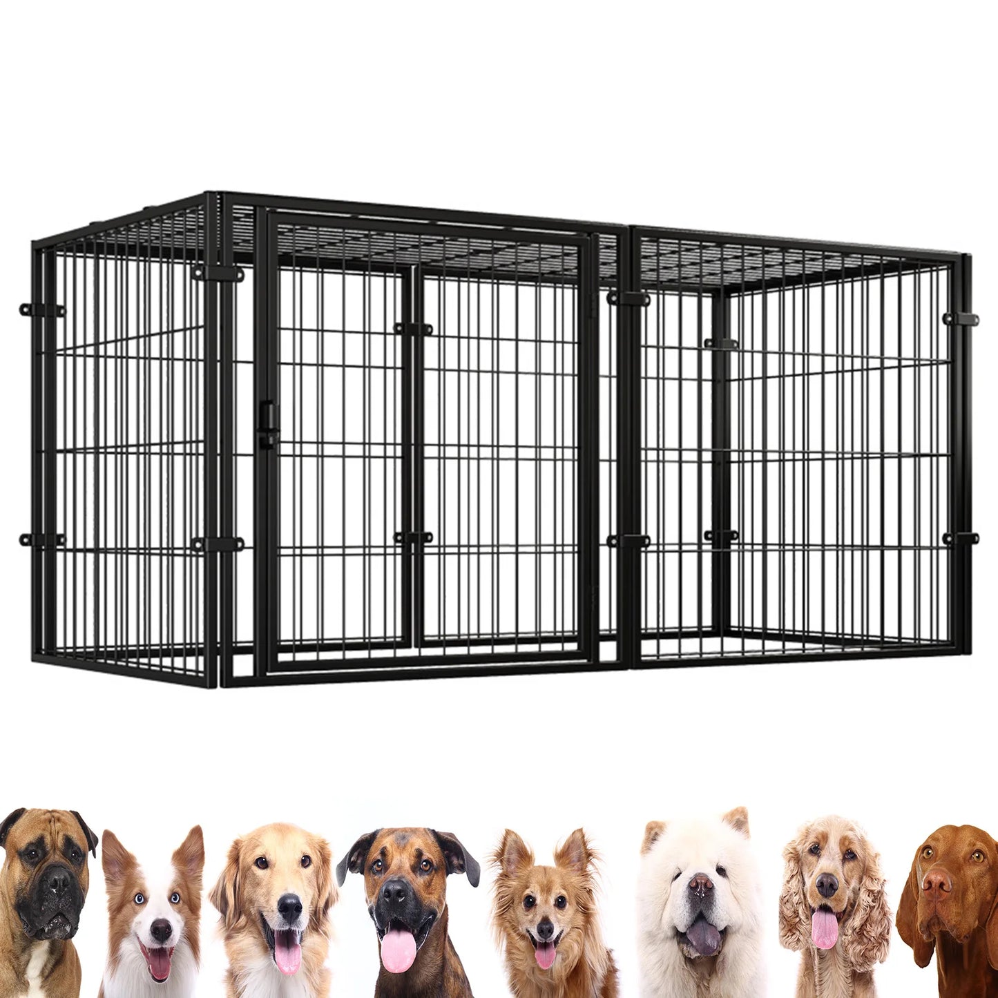 48 Inch Puppy Playpen with Door Heavy Duty Wire Dog Crates Metal Grid Dogs Cage Kennel Stackable for Puppy/Small Dog/Rabbit/Pig