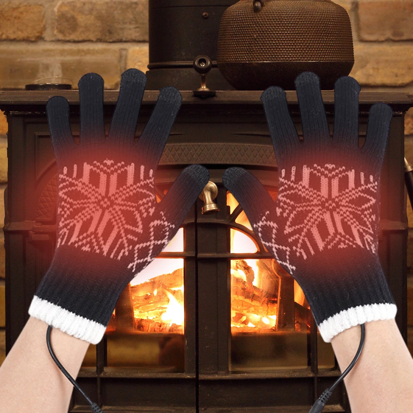 USB Touchscreen Hand Warmer Anti-Slip Motorcycle Thermal Gloves Wear Resist Soft Heating Gloves for Outdoor Camping Hiking