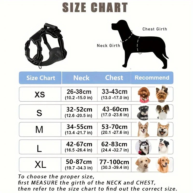 6 in 1 No-Pull Dog Harness And Leash Set Adjustable Reflective No-Choke Pet Oxford Vest with 2 Leash Clips And Easy Control Handl