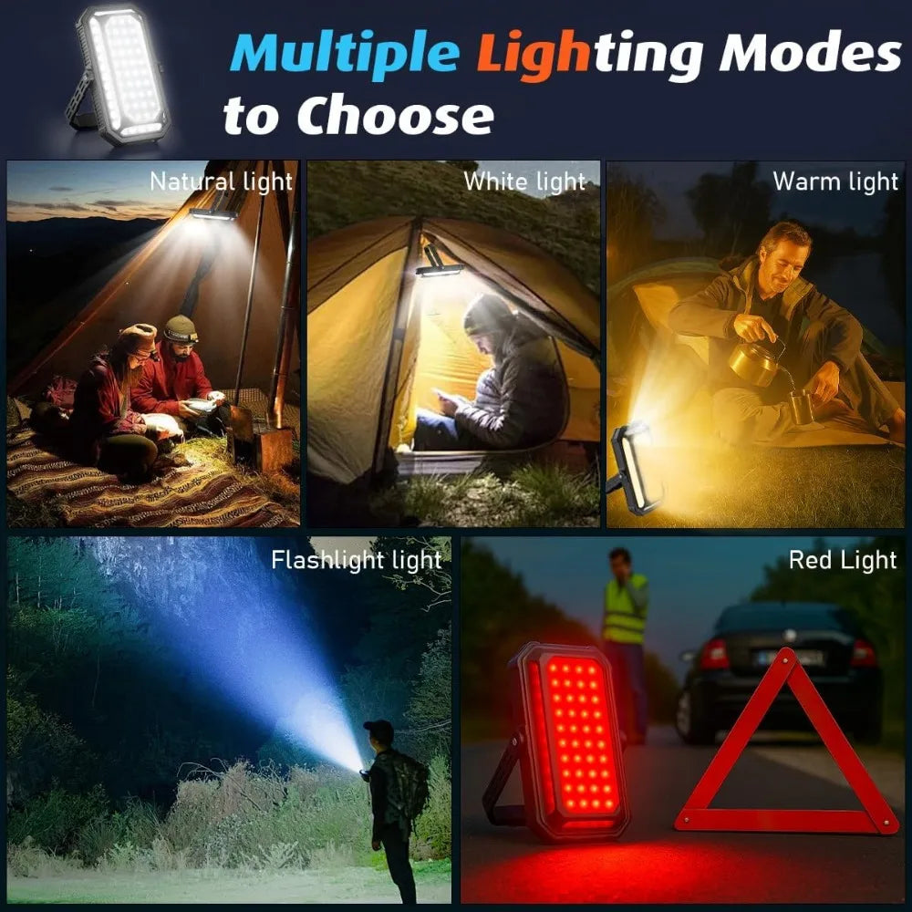 Portable Solar Camping Light, 10000mAh Battery, Up to 120+ Hours Runtime, 12 Dimmable Modes, LCD Display, Waterproof Outdoor Emergency Lamp