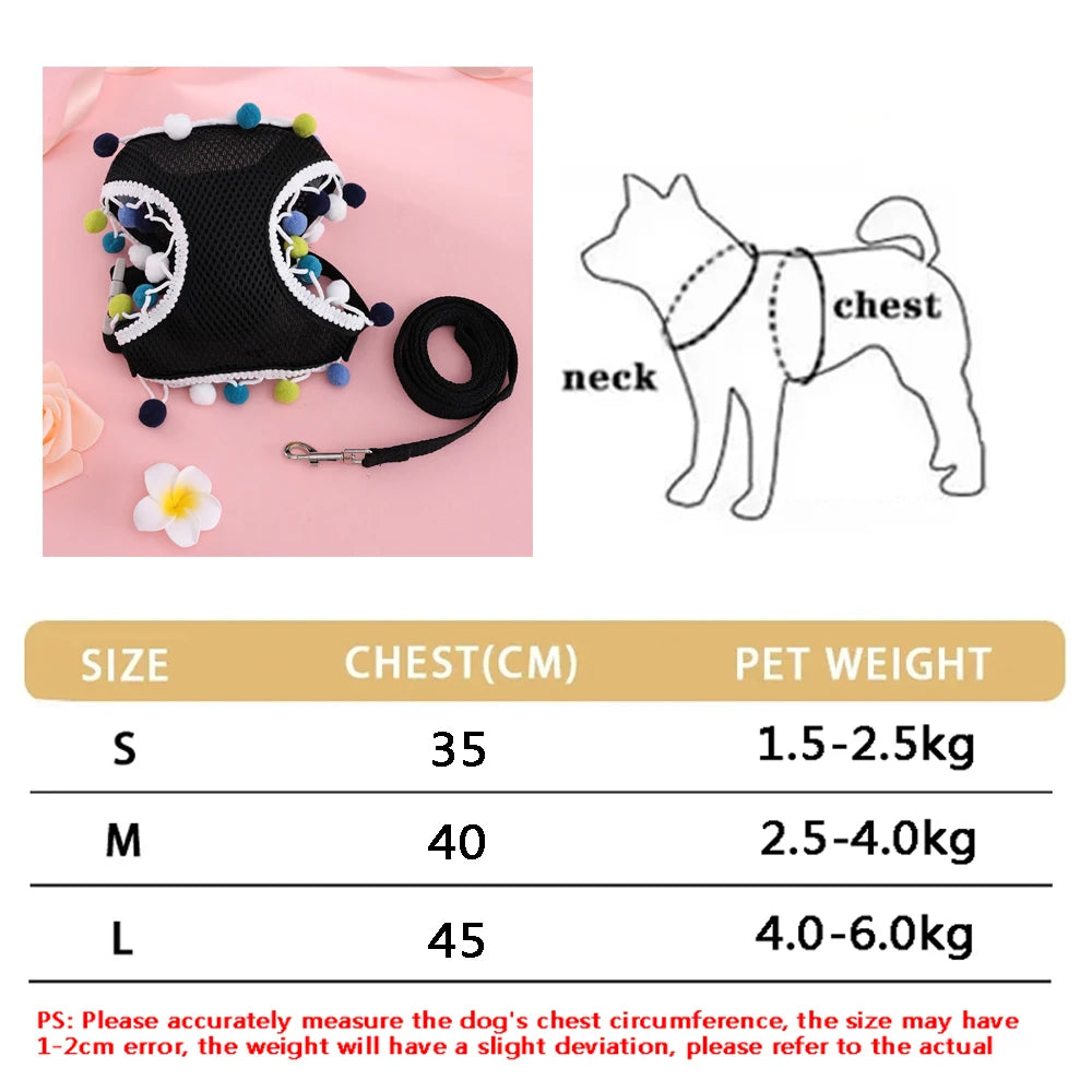 New Breathable Cute Cat Harness Set Butterfly Small Dog Harness Set Walk Outdoors Puppy Chest Vest Leash Accessories