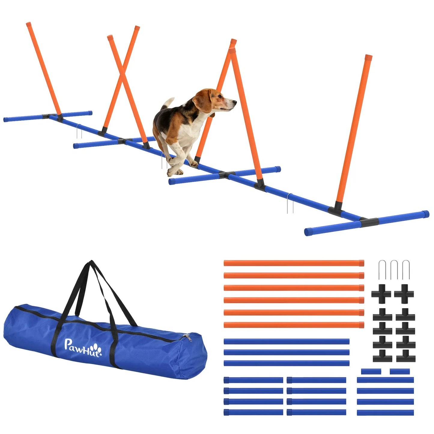Dog Agility Training Equipment Adjustable Weaves Poles, Orange