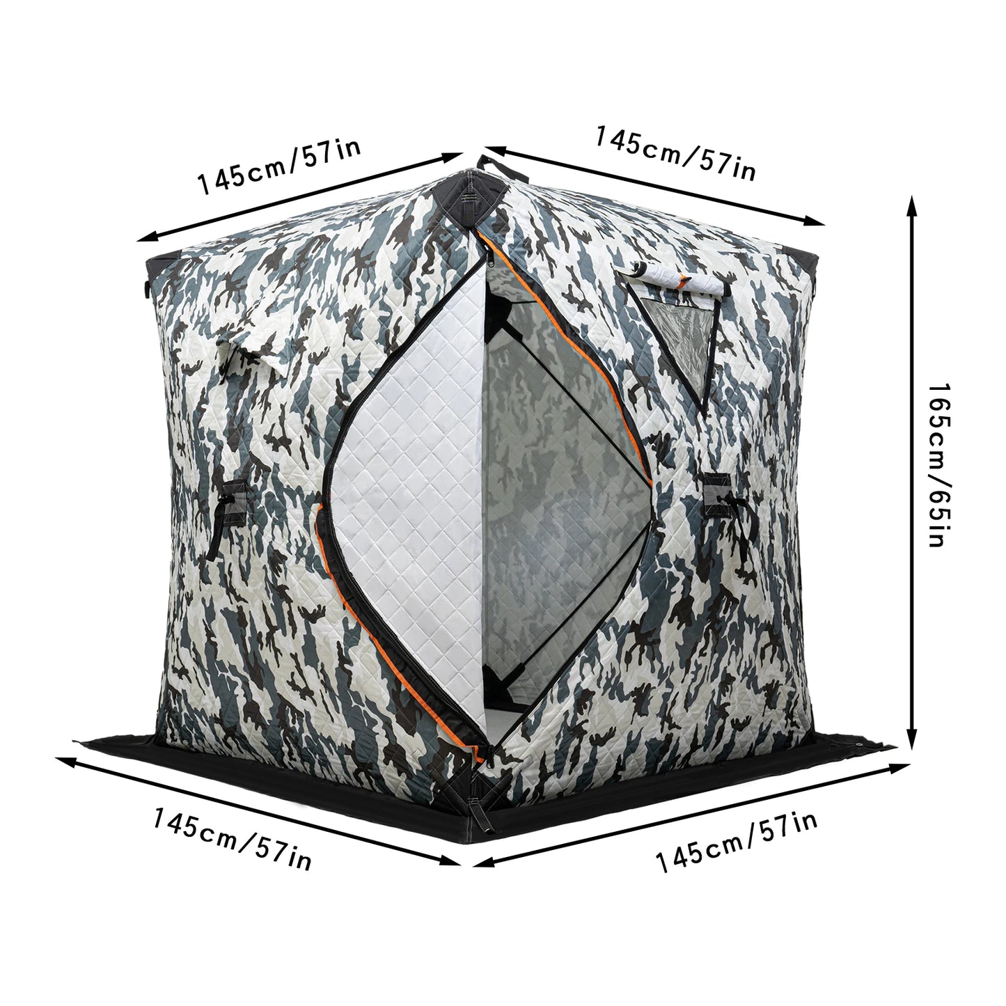 Orange / Blue / Red / Camouflage Ice Fishing Tent Outdoor Square Thermal Shelter Dual Zipper Windproof Tent for Camping Hiking Fishing